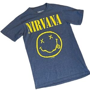 Men's Small Blue Nirvana Band Graphic Tee Shirt